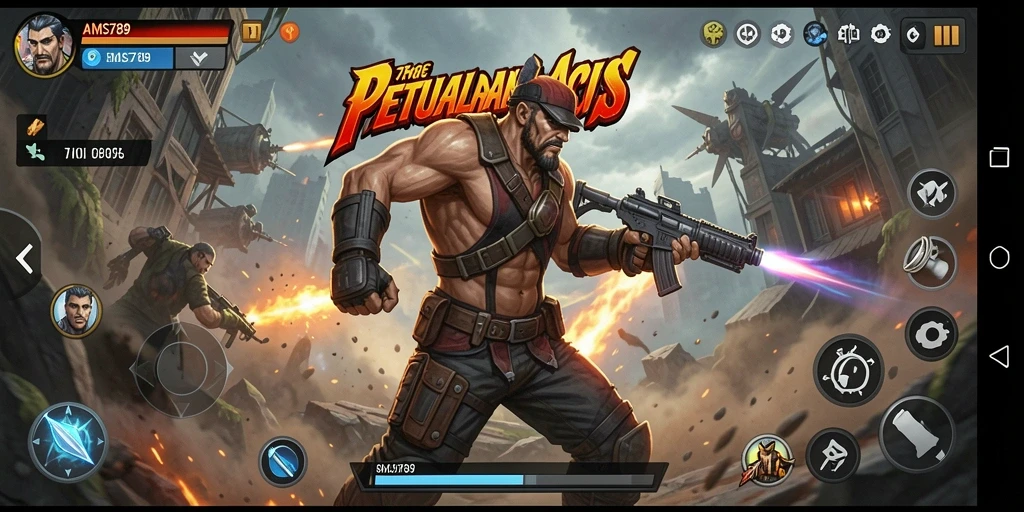 Screenshot menunjukan aksi mendebarkan dalam gameplay AMS789.