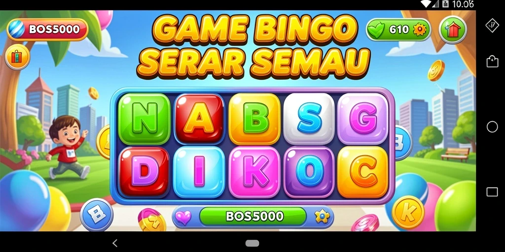 Tampilan gameplay seru di BOS5000 dengan beragam tema Bingo.