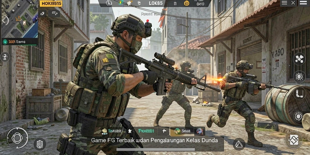 Screenshot gameplay HOKI8815 yang menampilkan aksi pertempuran intens.