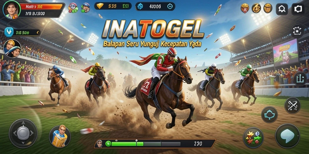 Screenshot utama INATOGEL menampilkan pengalaman balapan yang mendebarkan.