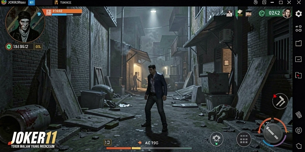 Screenshot menunjukkan suasana gelap dan mencekam di JOKER11.