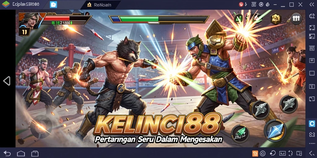 Screenshot gameplay KELINCI88 dengan aksi pertarungan yang intens.