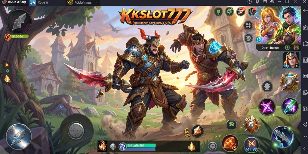 Tangkapan layar menunjukkan pertarungan seru di KKSLOT777 dengan karakter yang memukau.