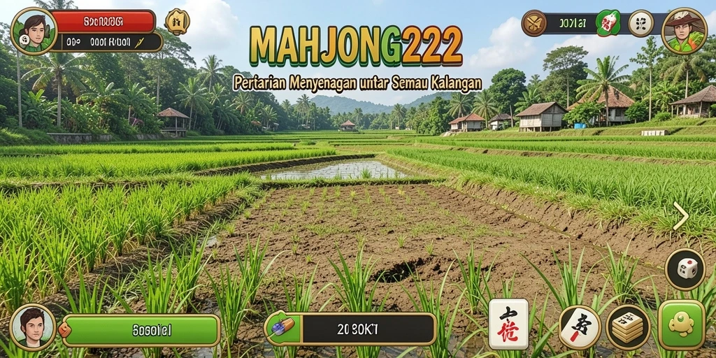 Tampilan permainan MAHJONG222 dengan aktivitas bertani yang menarik.