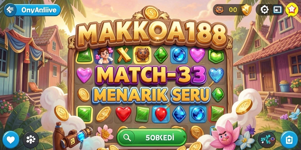 Screenshot gameplay MAHKOTA188 dengan misi Match-3 yang seru.