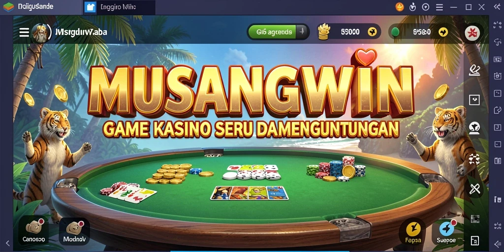 Screenshot gameplay MUSANGWIN menampilkan suasana kasino yang mendebarkan.