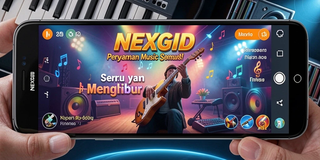 Screenshot NEXGID menampilkan keseruan gameplay musik yang interaktif.