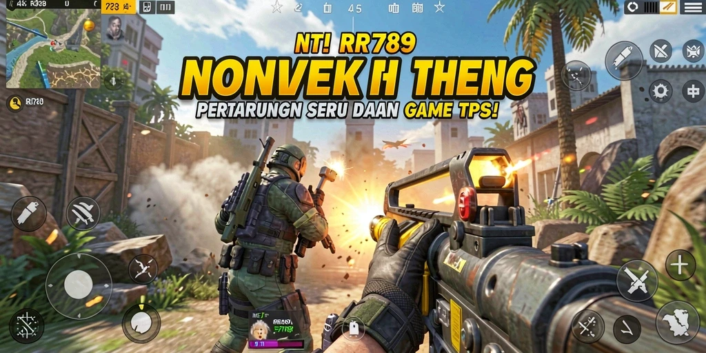 Screenshot gameplay RR789 menampilkan aksi tembak menembak yang intens.