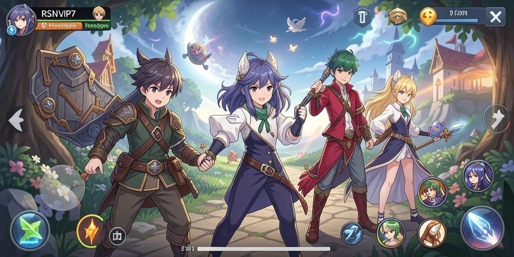 Tampilan menarik dari gameplay RSNVIP7 dengan karakter anime yang beraksi.