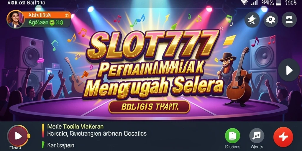 Tampilan gameplay yang dinamis dari SLOT777 dengan musik mengalun.