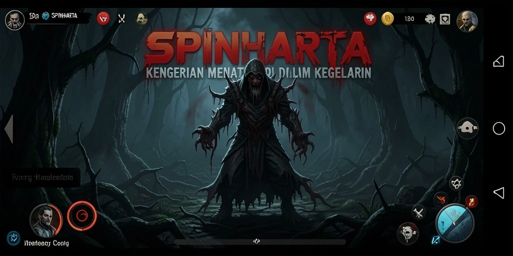 Tampilan mencekam dari gameplay SPINHARTA yang menegangkan.