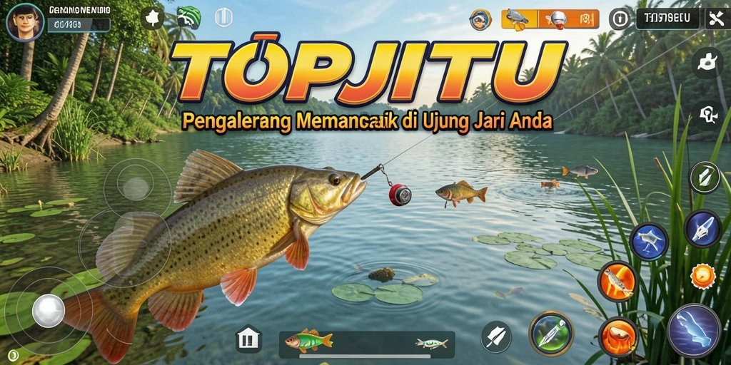 Screenshot game yang menampilkan aksi memancing seru di TOPJITU.