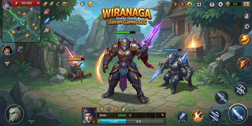 Gameplay seru dalam WIRANAGA yang menunjukkan perang strategis.