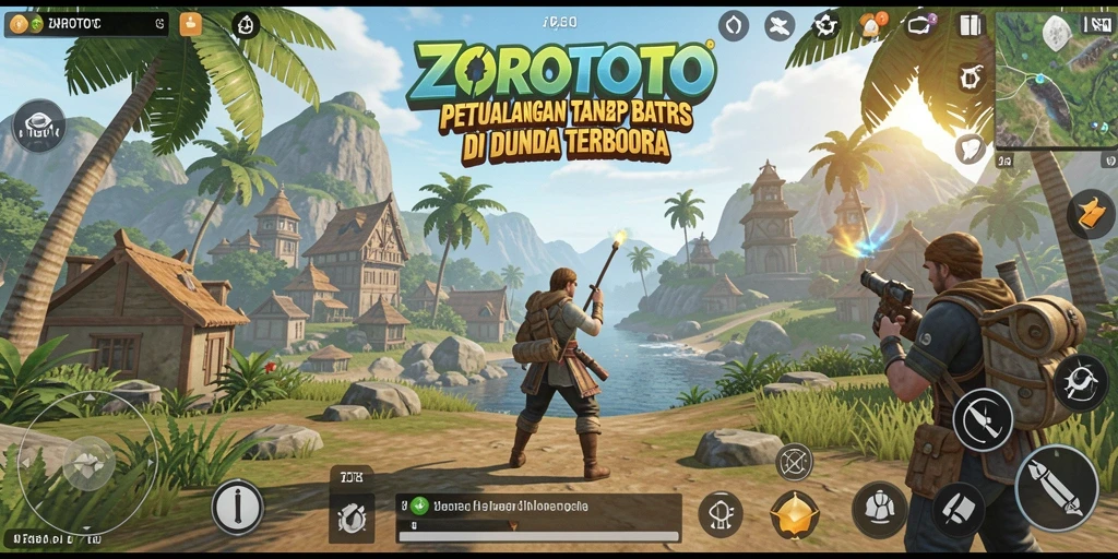 Screenshot gameplay <strong>ZOROTOTO</strong> yang menunjukkan kebebasan eksplorasi dunia terbuka.